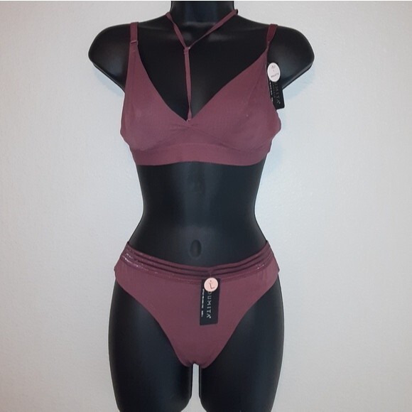 Youmita Deco Rose Large Semi-Sheer Bralette & Mesh Thong NWT - Picture 13 of 13